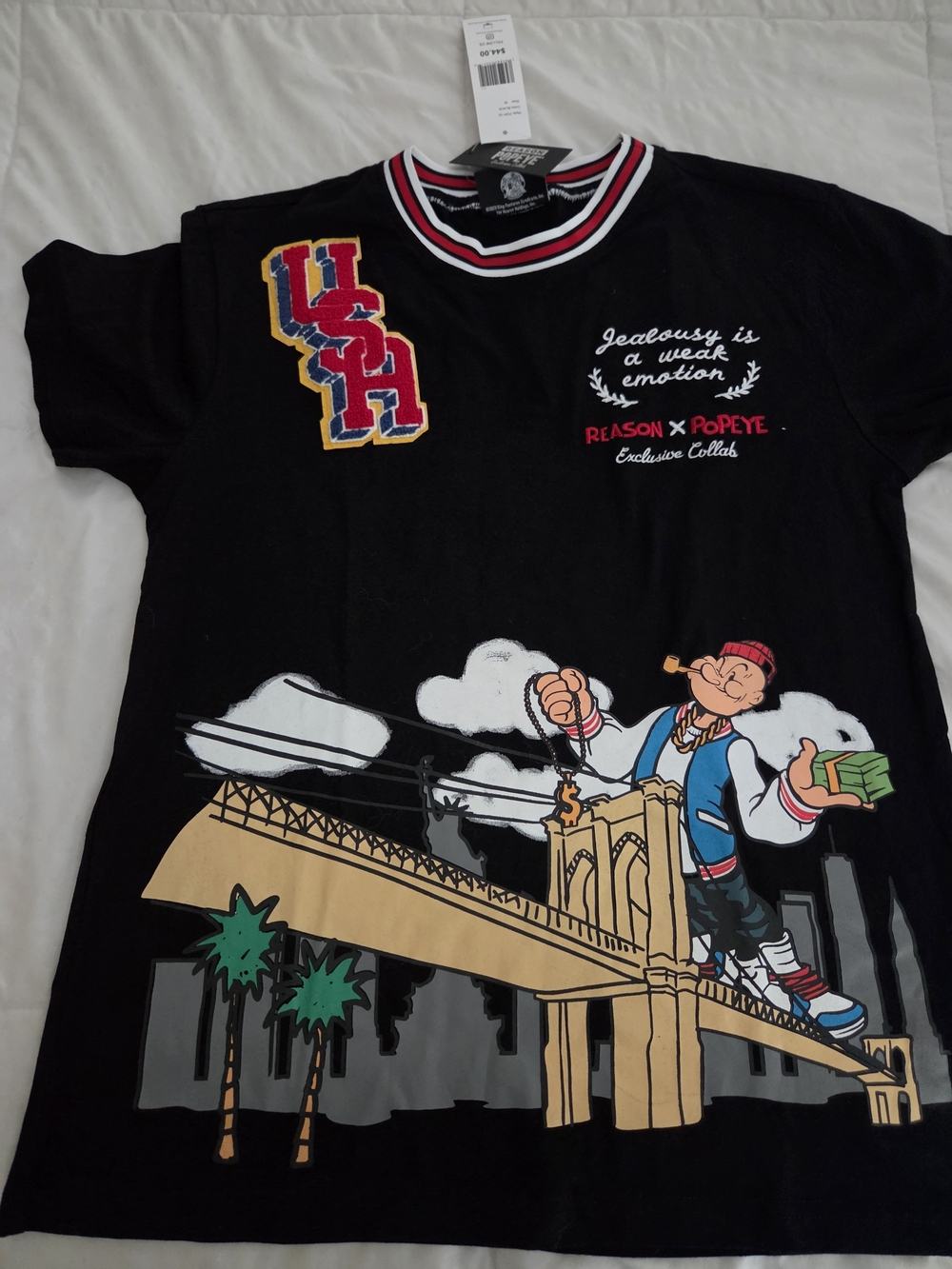 Reason Black Short Sleeve Tee with Multicolor Graphic
